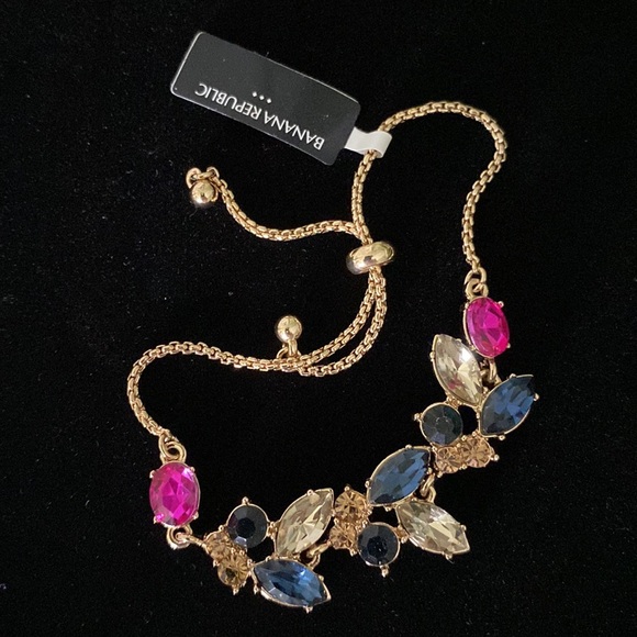 NWT Banana Republic Multi Color Gemstone Bolo Slide Bracelet - Picture 4 of 4